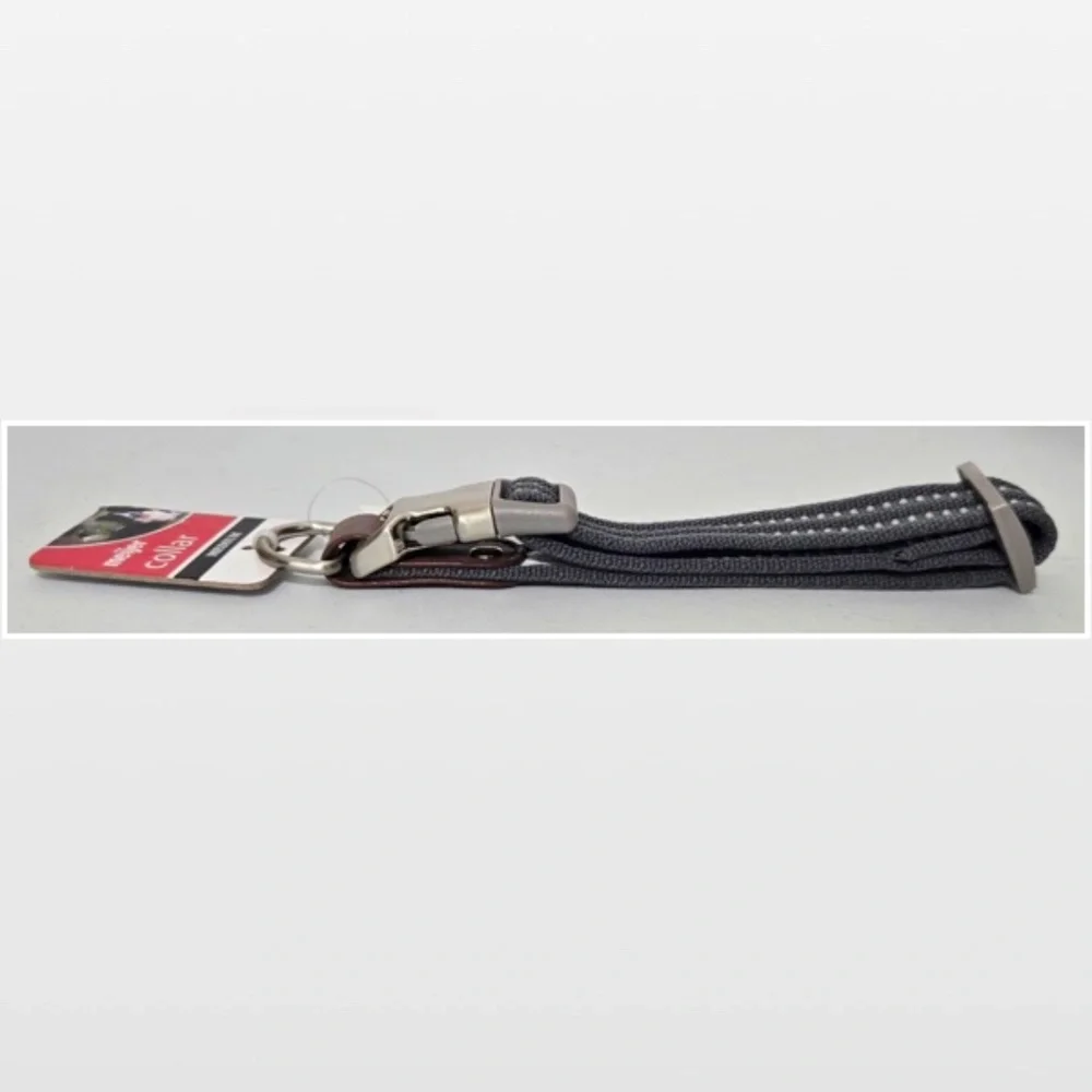 New Dog Collar Medium Adjustable Pet Animal Grey Silver Hardware NWT
